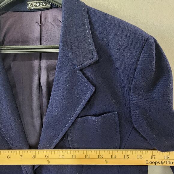 Avenida V by Nitya Virgin Wool Navy Blazer Gold Buttons Women Size 9/10 Vintage - Picture 3 of 7